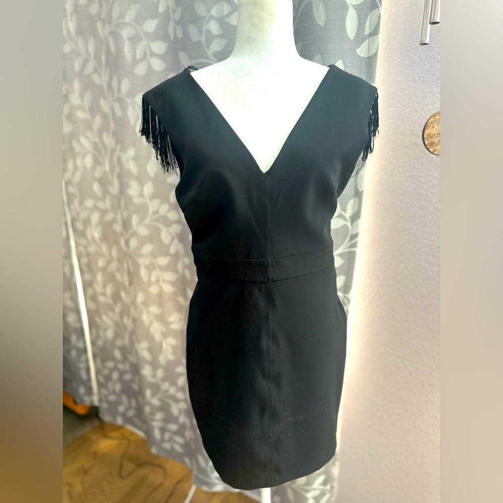 Zara frills sleeve mini dress black size l